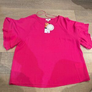 UMGEE WOMENS HOT PINK SHORT SLEEVE BLOUSE NEW SIZE SMALL